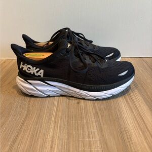 Hoka One One Clifton 8 Women's 8B Black Athletic Running Gym  Sneakers Excellent